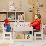 4-in-1 Kids Table and Chairs Set with Removable Tabletop Storage, Toddler Craft Table and Charis for Drawing Playing Studying Eating in Playroom Kids Room Living Room