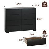 Asofer Queen Bedroom Furniture Set, Bed Frame with Charging Station, 2 Nightstands, 6 Drawer Dressers & 8 Drawer Dressers