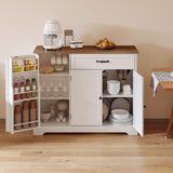 Noelse Kitchen Buffet Cabinet with Storage Small Coffee Bar Cabinet with Drawer, Kitchen Pantry Storage Cabinet with Door and Shelves for Kitchen Bathroom and Living Room, White and Rustic
