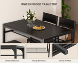 Dinning Table for 4, Kitchen Table and 2 Chairs for 4 with Bench, 4 Piece Dining Table Set for Small Space, Apartment - Black