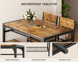 Dinning Table for 4, Kitchen Table and 2 Chairs for 4 with Bench, 4 Piece Dining Table Set for Small Space, Apartment - Retro