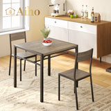 Dining Table Set for 2, 3 Piece Kitchen Table and Chairs Set for Dining Room & Kitchen-Gray