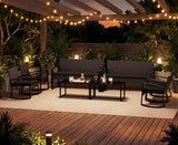 Patio Furniture Set on Sale, Outdoor Conversation Set with Rattan Rocking Chair & Coffee Table for Backyard, Poolside Porch, Black