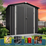 6' x 4' Outdoor Storage Shed with Lockable Door, Aiho Metal Garden Shed, House Storage Sheds Outdoor for Backyard, Garden & Patio Organization - Dark Gray