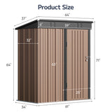Outdoor Metal Storage Shed, Asofer Galvanized Steel Tool House with Lockable Doors & Vents Waterproof for Backyard Garden Patio Brown