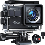 Restored WOLFANG GA100 Action Camera 4K 20MP Waterproof 40M Underwater Camera EIS Stabilization WiFi 170 Wide Angle Helmet Camera (Refurbished)