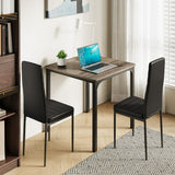 Dining Table Set for 2, 3 Piece Kitchen Table Set with 2 Upholstered PU Leather Chairs for Dining Room, Living Room, Apartment, Small Space, Grey