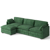 Sectional sofa,Lofka 110.2" L Shaped Cloud Sectional couch with Ottoman and Deep Seat, Upholstered couches for Living Room, Bedroom and Apartment, Green couch