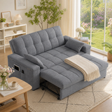 Asofer Small Full 3 in 1 Sofa Bed,71" Pull Out Sofa,Sleeper Loveseat with Storage Pocket for Apartment,Shared Apartments and Student Rentals,Dark Gray