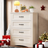 Dressers for Bedroom, 4 Drawers Dresser with Textured Metal Handles, Wood Storage Cabinet for Living Room, White