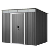 6¡Á8 FT Outdoor steel storage shed,Lofka Garden Shed with Metal Shed base kit,Metal Door for Backyard,Poolside,Black