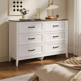 6 Drawer Dresser, Lofka White Dresser for Bedroom, Chests of Drawers for Living Room, White+Grey