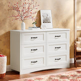 6 Drawer White Dresser, Modern Wood Double Chest, Versatile Dressers for Bedroom Office Living Room