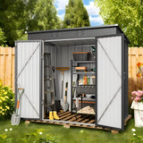 6 x 4 FT Outdoor Storage Shed Clearance, Galvanized Steel Garden Tool Shed with Lockable Doors for Backyard, Patio, Lawn