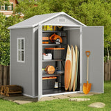 6 x 4 FT Outdoor Storage Shed,Lofka Lockable Patio Metal Shed with Window & Floor for Garden,Backyard,Lawn,Gray