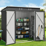 6' x 4' Outdoor Storage Shed, Metal Garden Tool Storage Shed with Double Lockable Doors