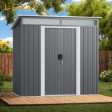 6' x 4' Outdoor Storage Shed, Metal Garden Tool Storage Shed with Double Lockable Doors