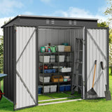 Storage Shed, Lofka 6' x 4.4' Resin Outdoor Shed, Gray/White