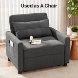 Asofer Sofa Bed Chair, 3 in 1 Convertible Futon Couch, Adjustable Backrest, Breathable and easy to clean, Dark Gray