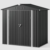 6' x 4' Outdoor Storage Shed with Lockable Door, Aiho Metal Garden Shed, House Storage Sheds Outdoor for Backyard, Garden & Patio Organization - Dark Gray