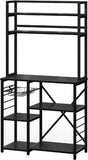 Baker's Rack Kitchen, Asofer 5-Tier Versatile Microwave Stand with Spacious Storage and Basket, Black