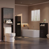 Over The Toilet Storage Cabinet with Open Shelf and Double Doors - Espresso