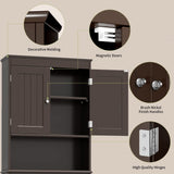 Over The Toilet Storage Cabinet with Open Shelf and Double Doors - Espresso