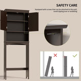 Over The Toilet Storage Cabinet with Open Shelf and Double Doors - Espresso