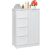 33.5 "H Kitchen Floor Cabinet with 4 Drawers, a cupboard and Adjustable Dividers for Bathroom,Living room,and Bedroom - White