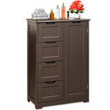 Pantry Storage Cabinet, 33" Wood Kitchen Pantry Storage Cabinet with 4 Drawers, 1 Door and 3 Shelves for Dining Room, Bedroom - Dark Brown