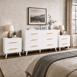 Asofer Modern 4 Pieces Bedroom Furniture Set, Includes Queen Bed Frame, 2 Nightstands,6-Drawer Dresser