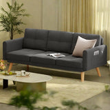 68" Small Sofa for living room, Lofka Couch with Side Pockets, for Apartments| Bedroom| Office , Dark Gray