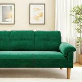 69" Velvet Sofa, 3 Seater Sofa with Extra Deep Seats, Lofka Comfy Upholstered Couch for Living Room, 3 Pillows, Green