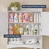 Over The Toilet Storage Cabinet，Asofer 71"H  Bathroom Organizer with Adjustable Shelves & Doors for Bathroom, Laundry, White