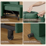 Asofer Sofa Bed Chair, 3 in 1 Convertible Futon Couch, Adjustable Backrest, Breathable and easy to clean, Green