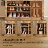 Asofer Modern Hall Tree with Shoe Storage Bench, Coat Rack and Shelves, Entryway Organizer for Mudroom, Foyer & Front Entry, Rustic Retro