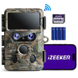 iZEEKER Trail Camera 4K 48MP, Game Camera with Wifi Bluetooth 120° Angle, Dual-Lens, 0.1 Trigger Time, Starlight Night Vision