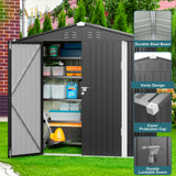 6' x 4' Metal Outdoor Storage Shed with Double Lockable Doors - Gray