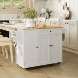 Kitchen Island with Storage, Asofer Multifuctional kitchen island for Kitchen with Drop Leaf, White