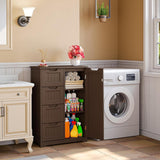 Noelse Kitchen Pantry Storage Cabinet with Drawers, 33'' Small Kitchen Pantry Cabinet with 3 Shelves and 1 Door for Kitchen Dining Room and Bathroom, Dark Brown