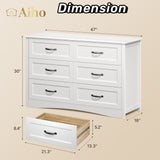 30 "H White Dresser for Bedroom, Double Drawer Dresser, 6 Drawer Dresser for Bedroom, Living Room - White