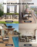 Noelse 3 Piece Patio Furniture Set, Wicker Rocking Chair Set with Table and Cushions for Patio,Balcony,Porch, Gray