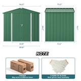 8' x 6' Metal Outdoor Storage Shed with Double Lockable Doors - Green