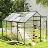 8' x 6' Greenhouse for Outside, Asofer Heavy Duty Polycarbonate Garden Plants Storage Shed, Aluminum Frame for Patio