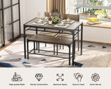 Dinning Table for 4, Kitchen Table and 2 Chairs for 4 with Bench, 4 Piece Dining Table Set for Small Space, Apartment - Gray