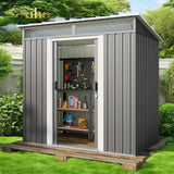 6x4 FT Metal Storage Shed - Gray