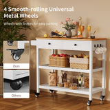 Kitchen Utility Cart with Drawer and Shelves for Home - White