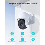 Security Camera Outdoor, Voger 360° View Wifi Home Security Camera System 1080P with IP66 Weatherproof Motion Detection Night Vision 2-Way Audio Cloud Camera Works with Alexa and Google Home