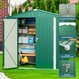 6' x 4' Metal Outdoor Storage Shed with Double Lockable Doors - Green