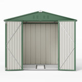 Asofer 8 x 6 ft. Outdoor Storage Shed with Lock, Galvanized Metal Tool Garden Shed Storage with Air Vent for Patio, Lawn